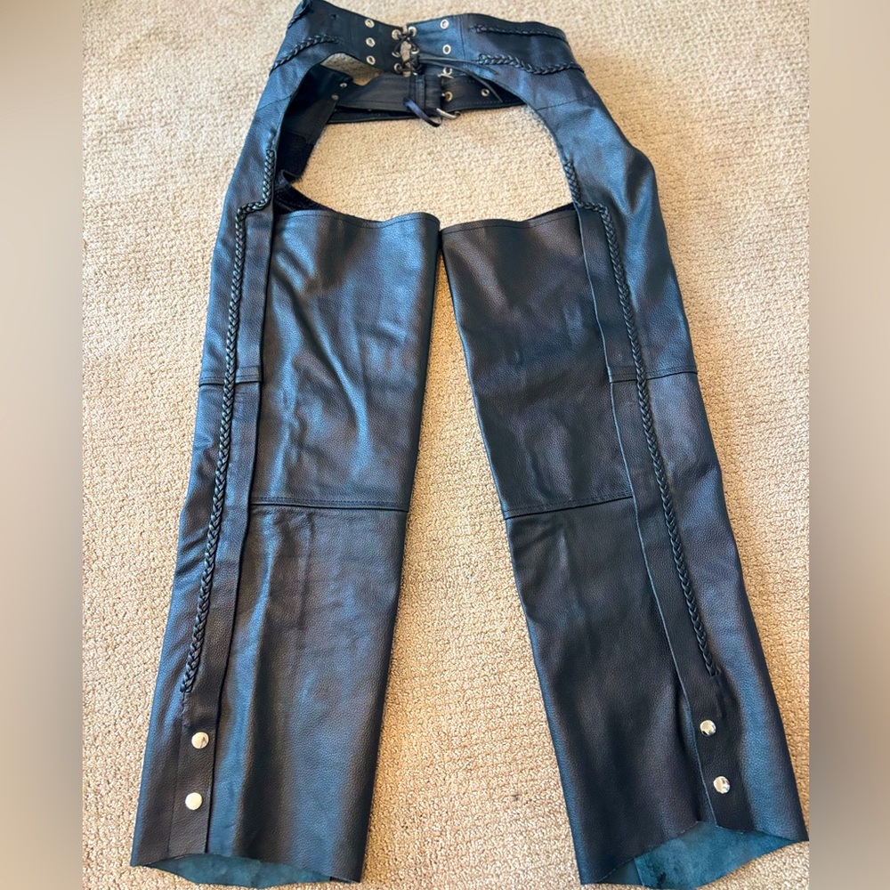 Vintage Black Genuine Leather Chaps Medium
